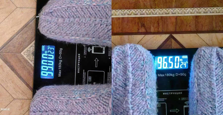 Весы участницы: 99,00 и 96,50 кг